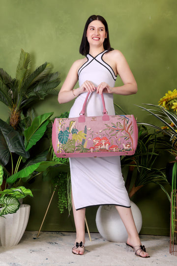 Pink Embroidery Paradise Duffel Bag