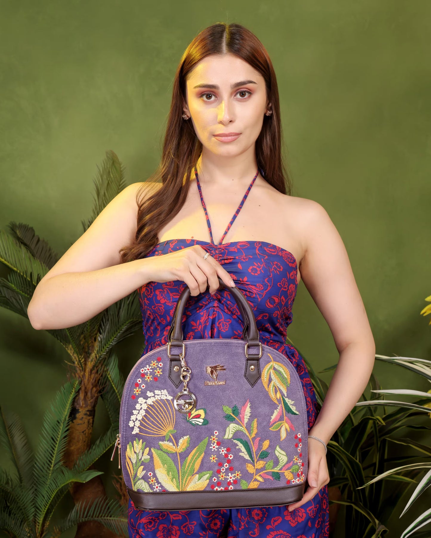 Purple Embroidery Violet Valley Handbag