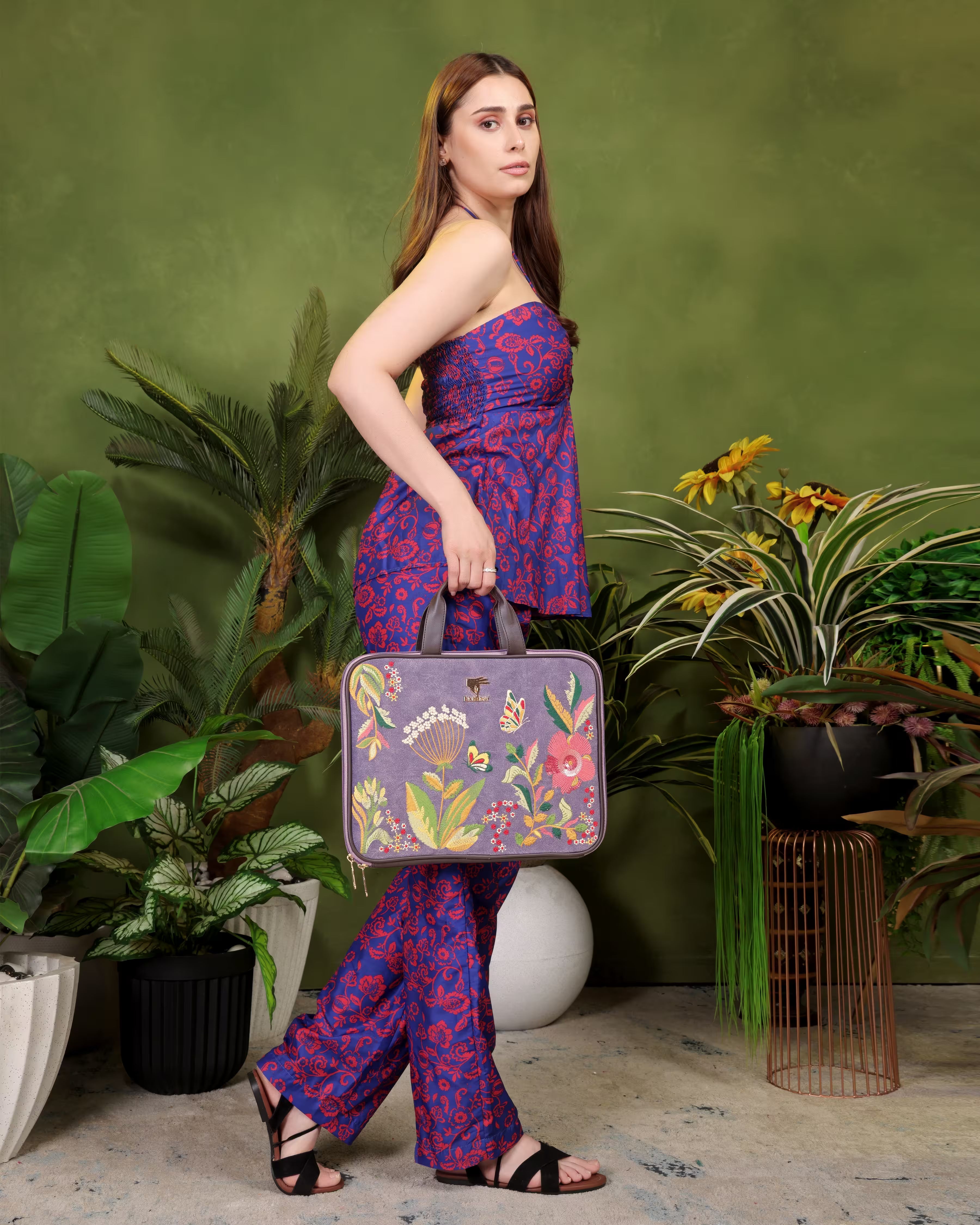 Purple Violet Valley Embroidered Laptop Sleeve