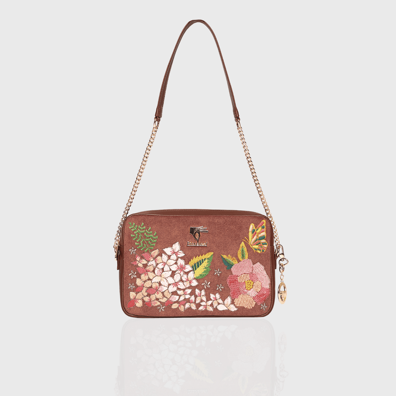 Blossom Wood embroidered brown sling bag special edition.