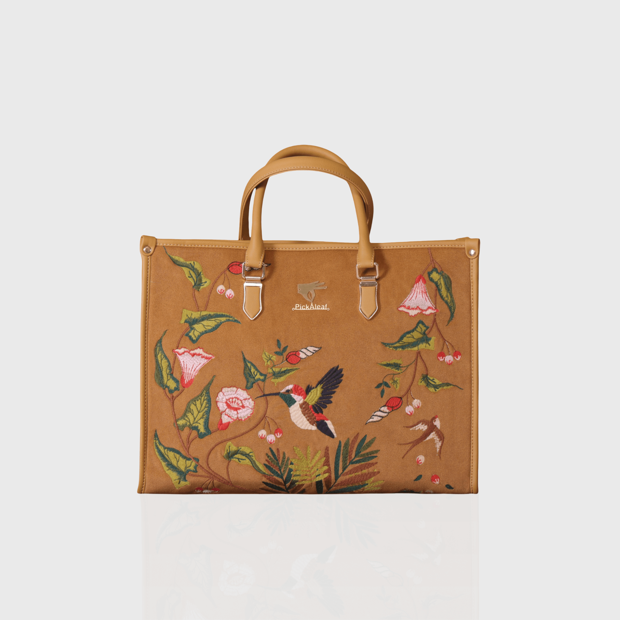 Gold Flora embroidered shoulder bag.