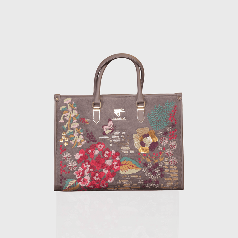 Grey Garden embroidered shoulder bag.