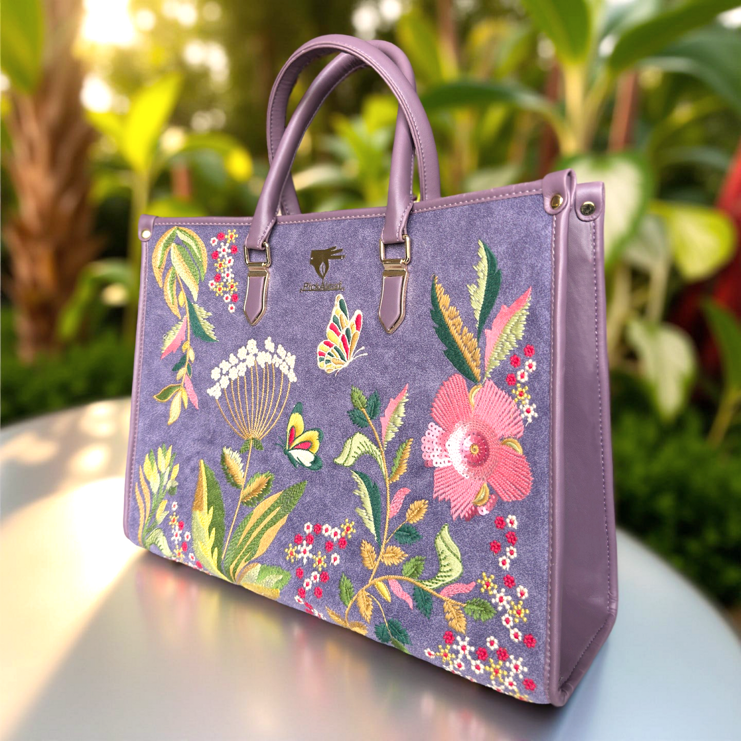 Purple Embroidery Violet Valley Designer Shoulder Bag
