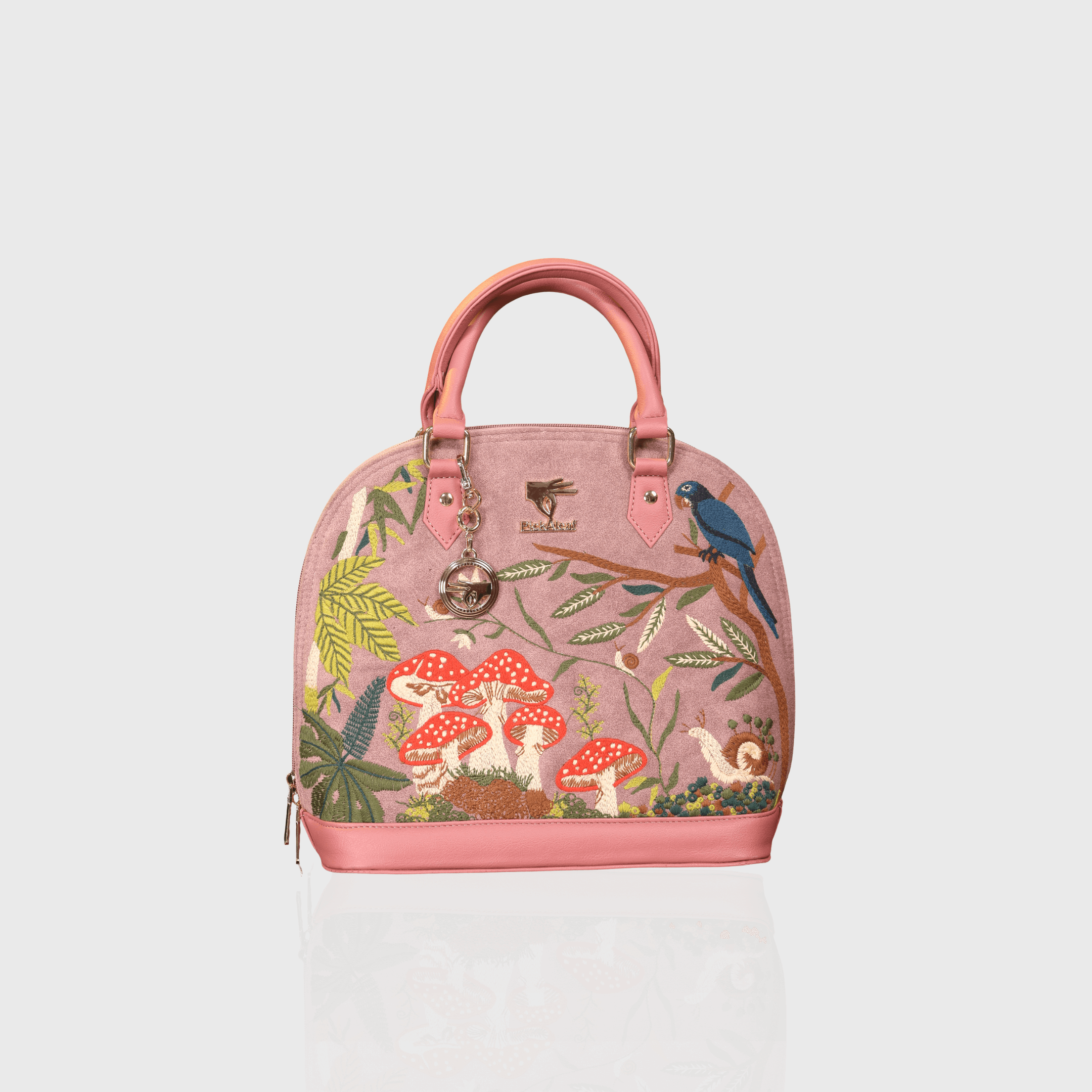 Pink Paradise embroidered handbag.