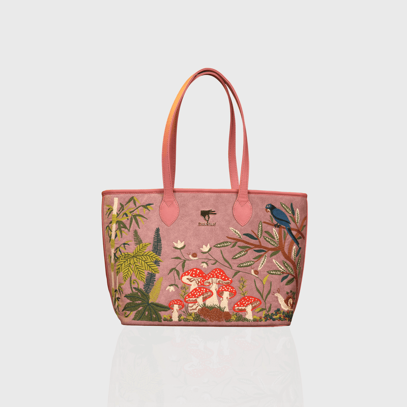 Pink Paradise embroidered tote bag for work and function use.
