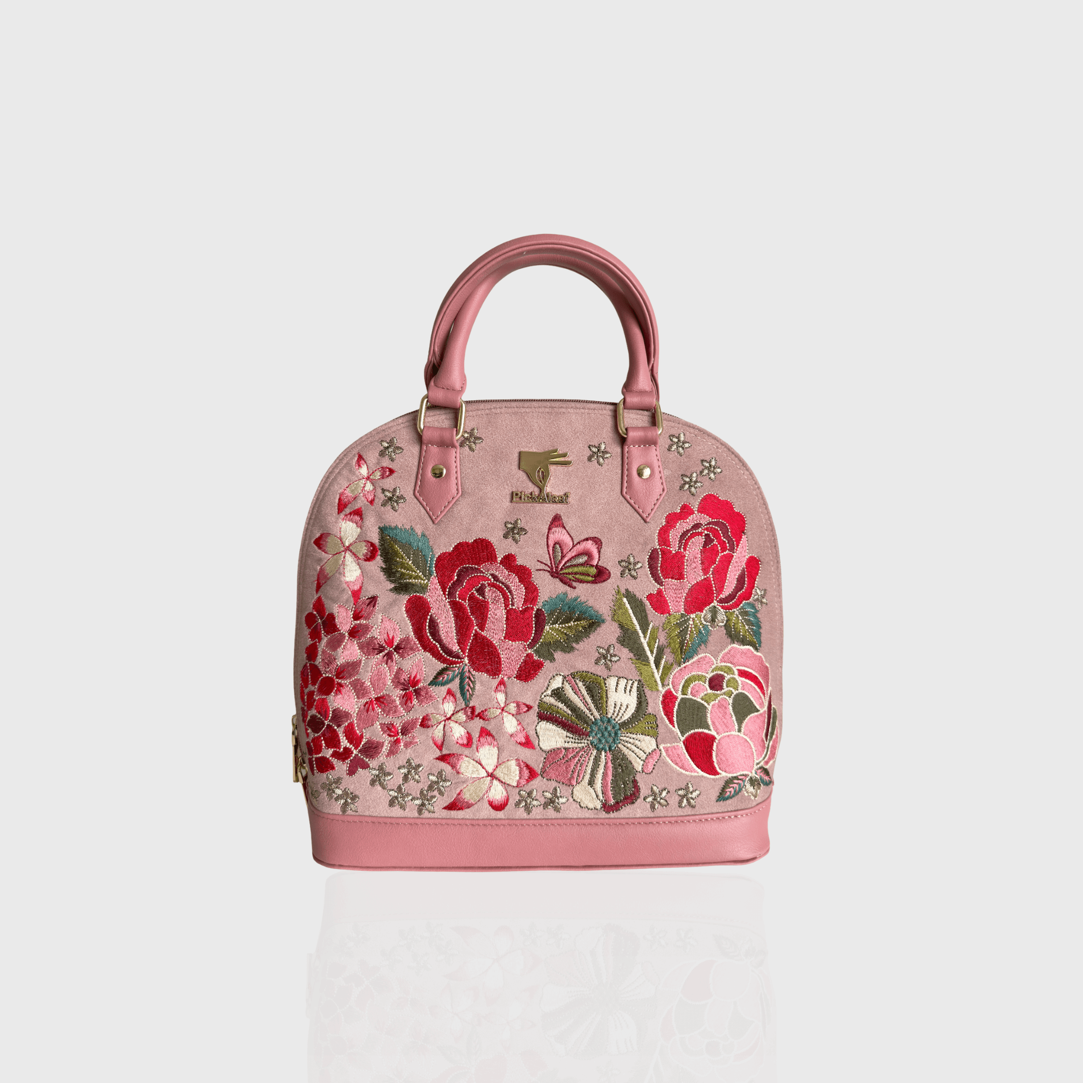 Pink Petal Eden embroidered handbag.