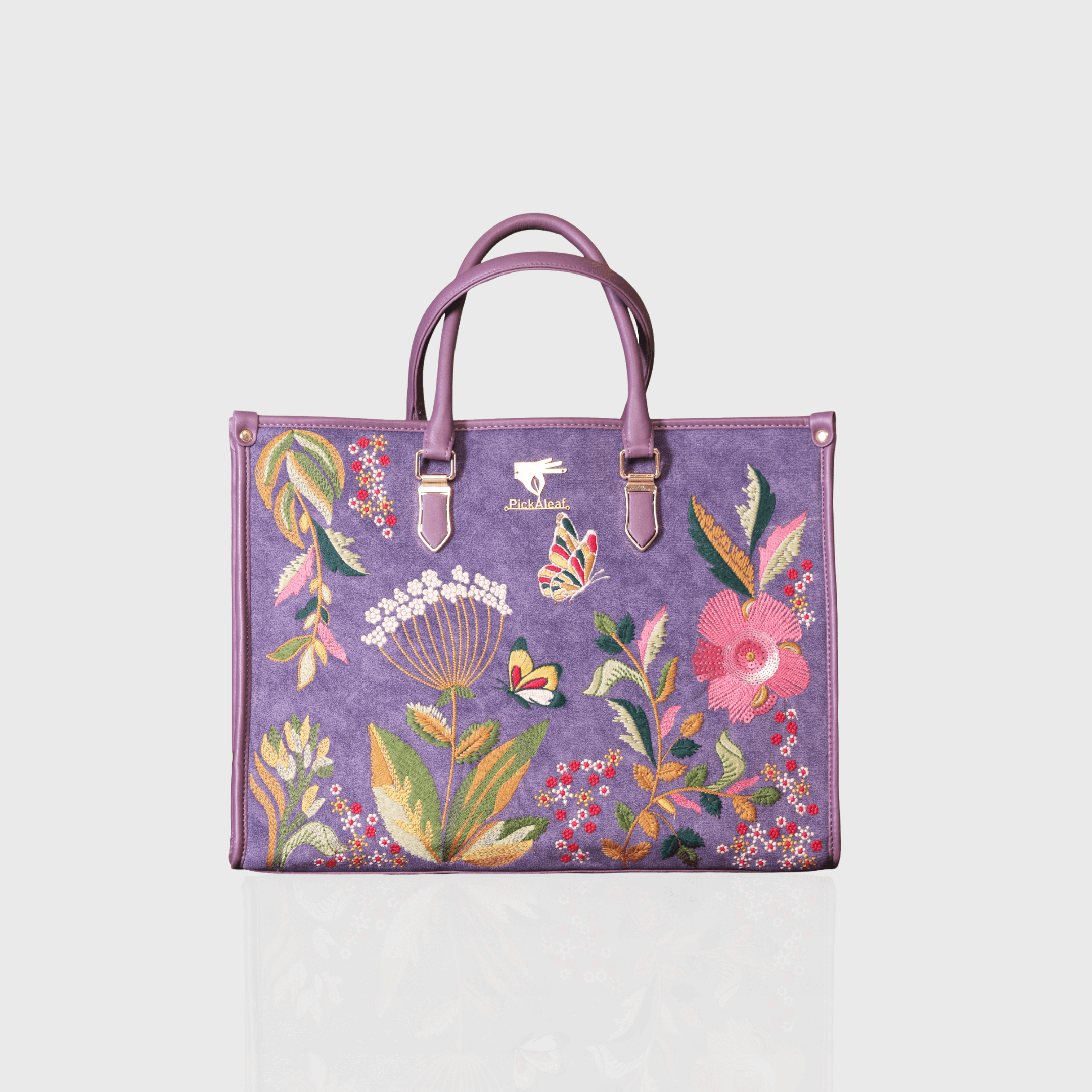 Purple Violet Valley embroidered shoulder bag.
