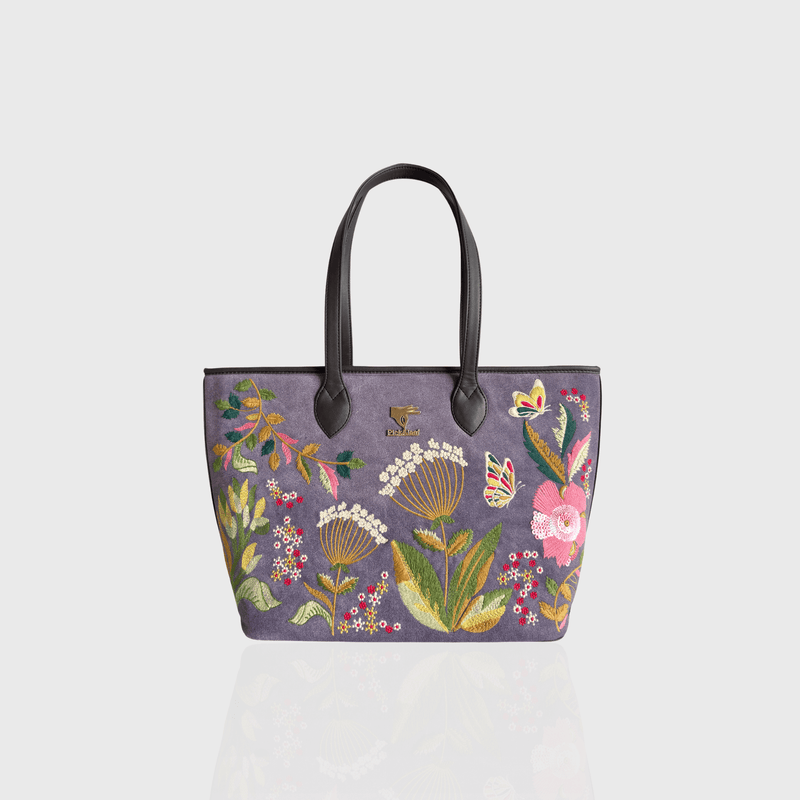Purple Violet Valley embroidered tote bag