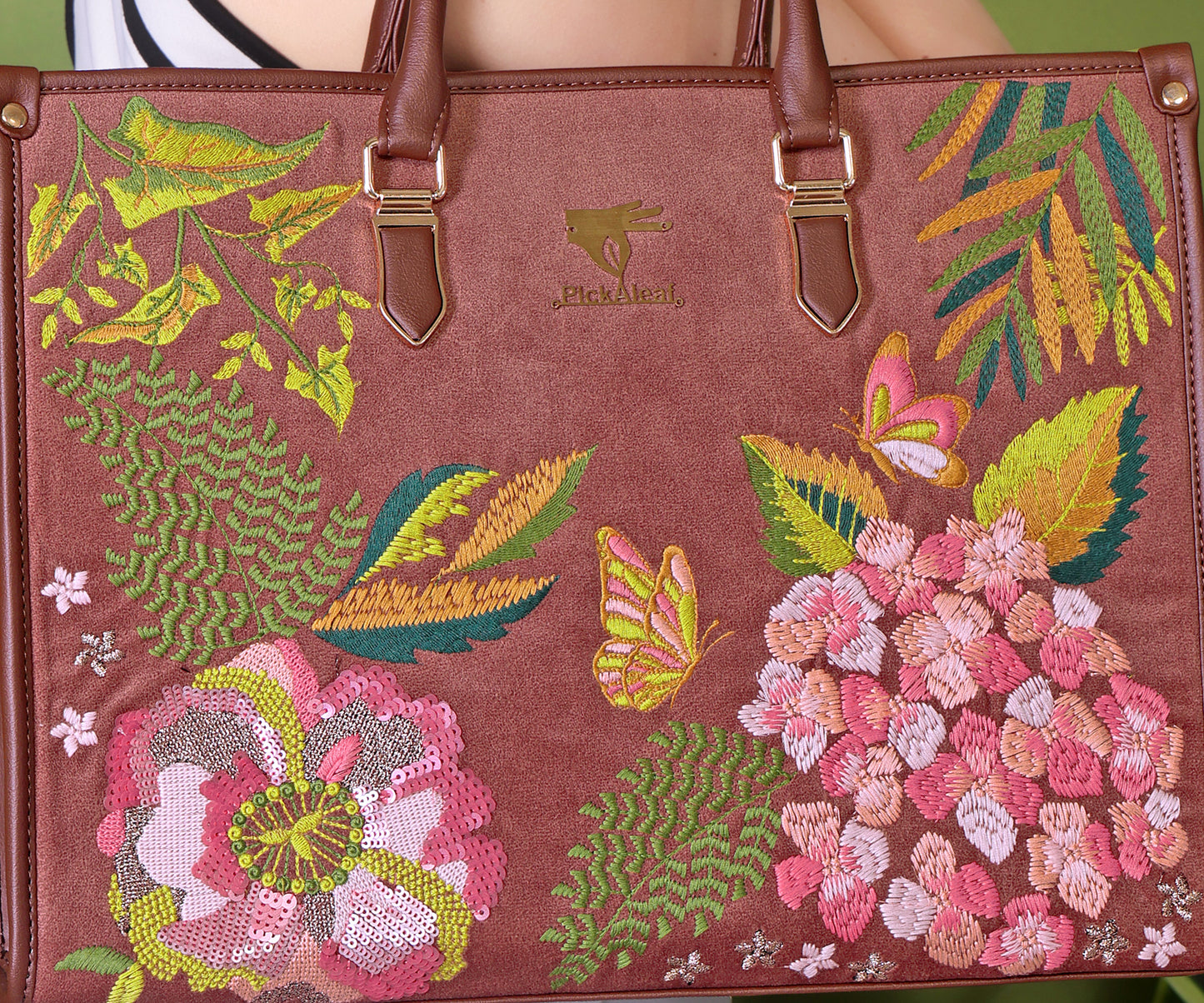 Embroidered Tote Bag – Nature-Inspired Designer Handbag for Women – Luxurious Gift – Exclusive Find – Gift for Her