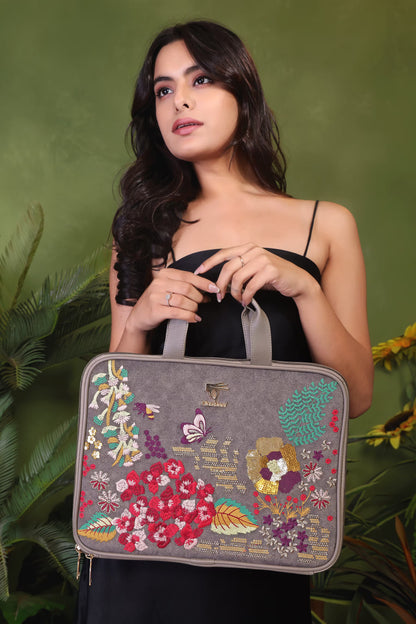 Gray Garden Designer Laptop Sleeve