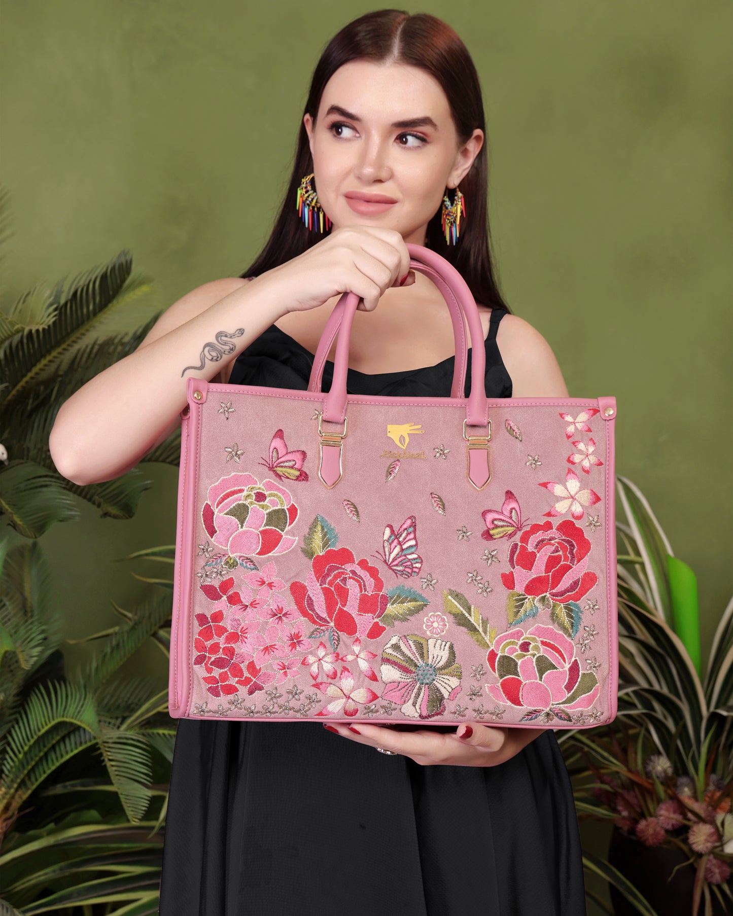 Embroidered Tote Bag – Nature-Inspired Designer Handbag for Women – Luxurious Gift – Exclusive Find – Gift for Her