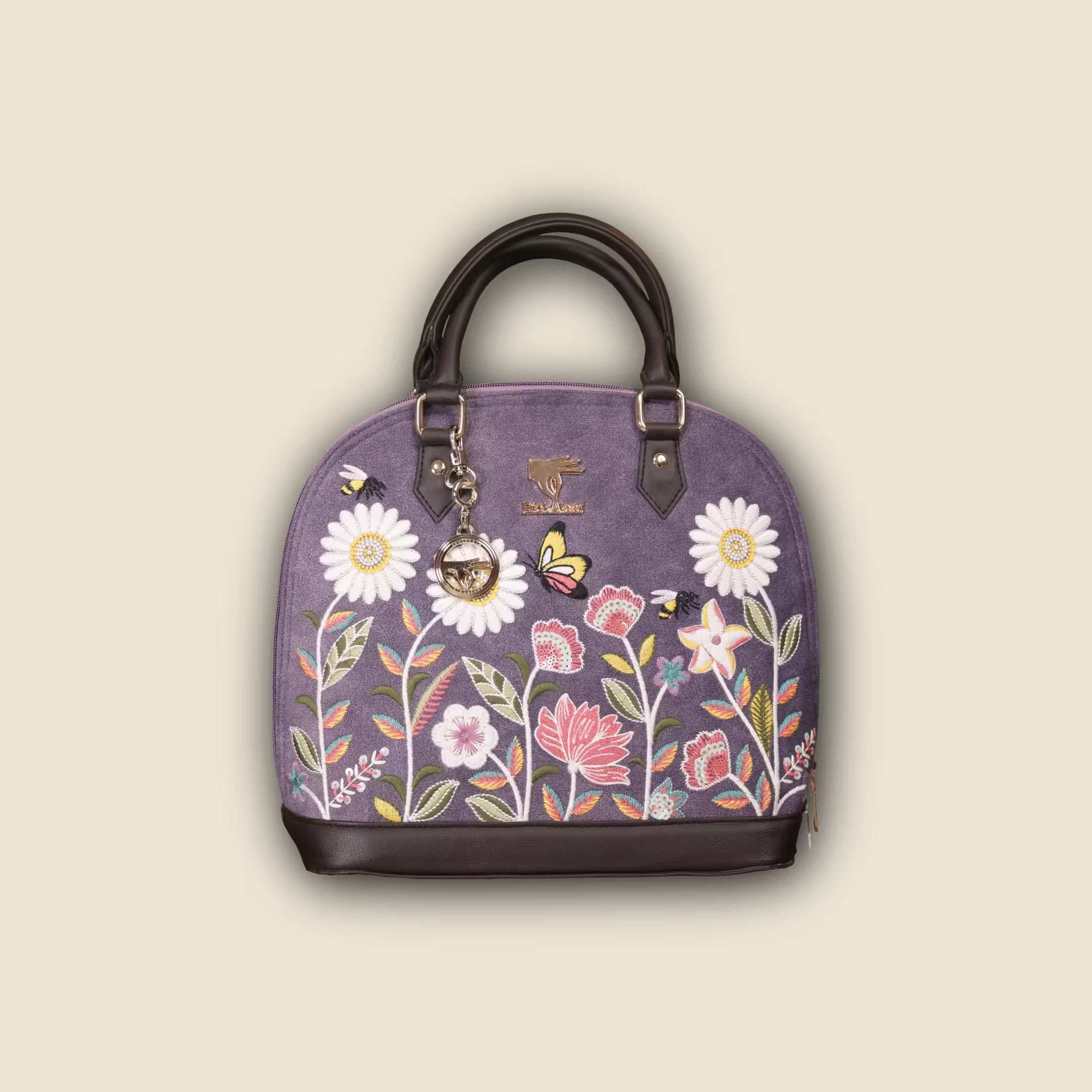 Purple Embroidery Daisy Dream Handbag