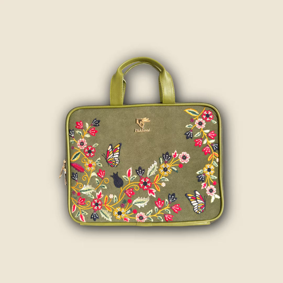 Olive Green Waves Designer Laptop Sleeve