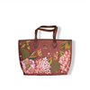 Brown Floral Embroidered Vegan Leather Tote Bag | Blossom Wood Collection