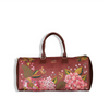 Brown Floral Embroidered Vegan Leather Travel Duffel | Blossom Wood Collection