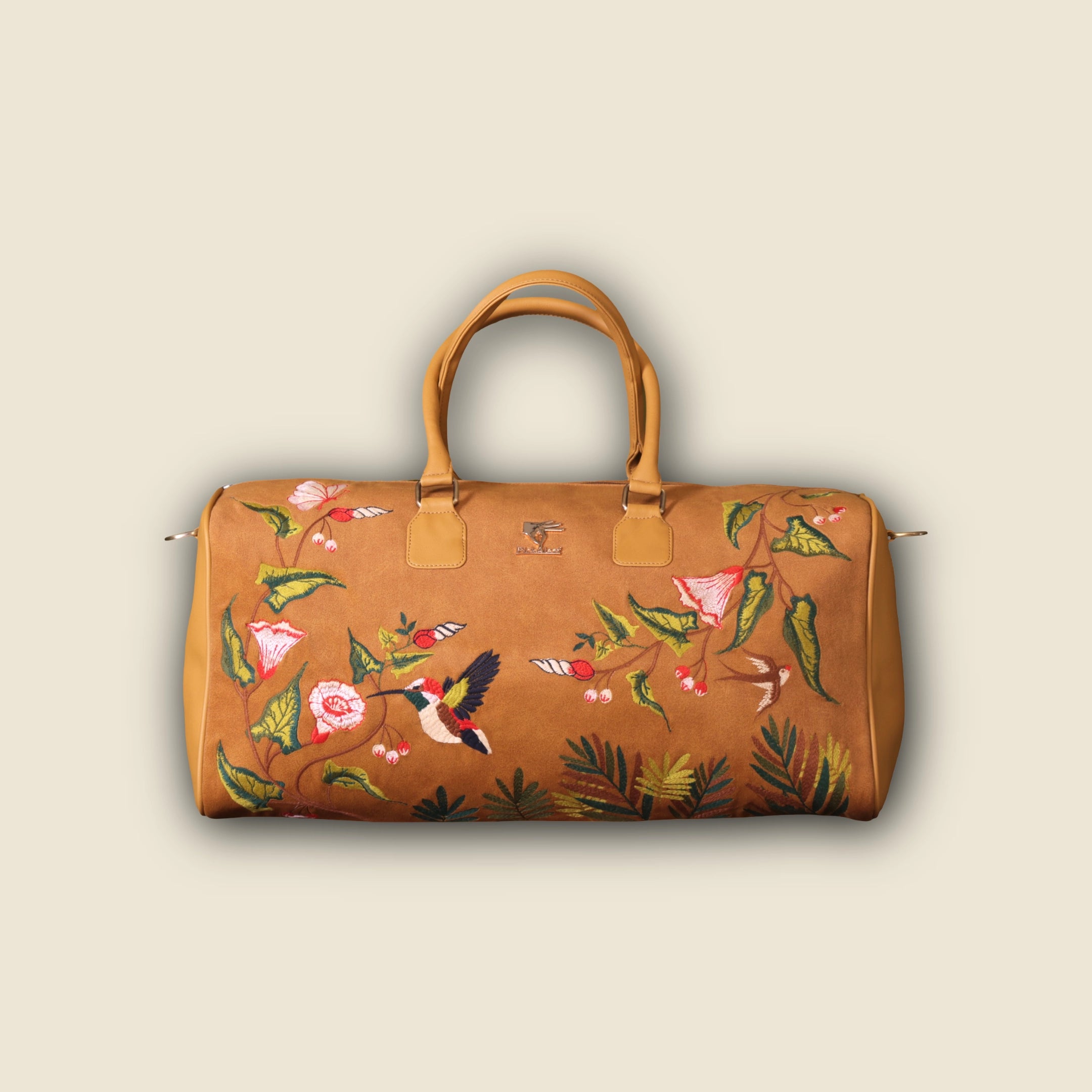 Gold Embroidery Flora Duffel Bag