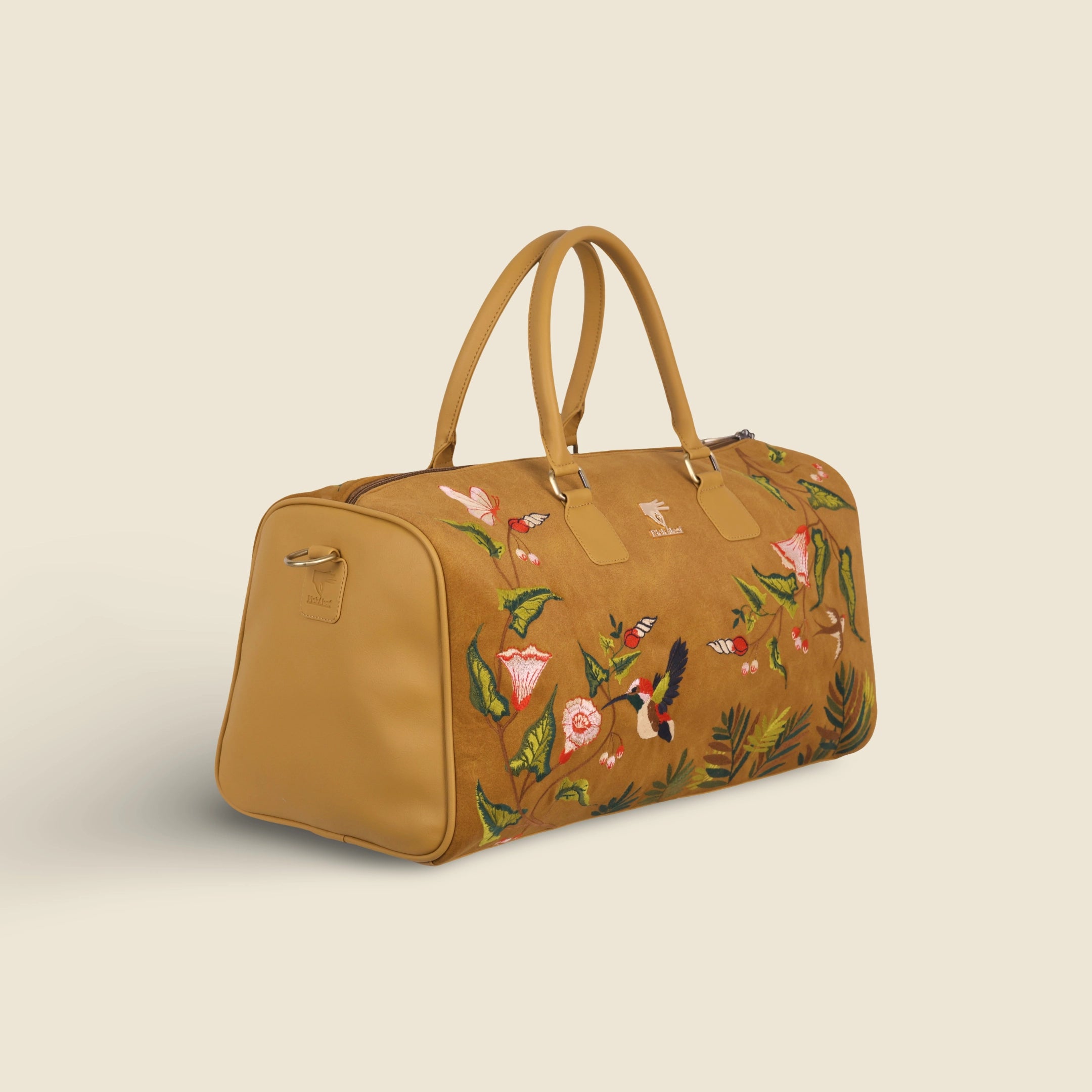 Gold Embroidery Flora Duffel Bag
