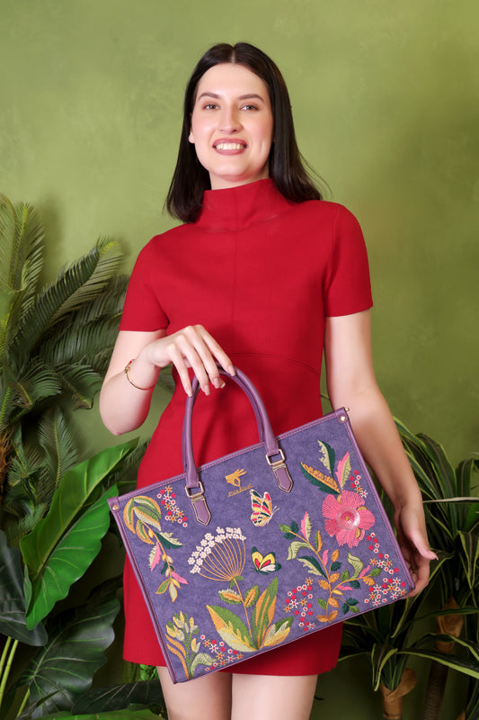 Embroidered Tote Bag – Nature-Inspired Designer Handbag for Women – Luxurious Gift – Exclusive Find – Gift for Her