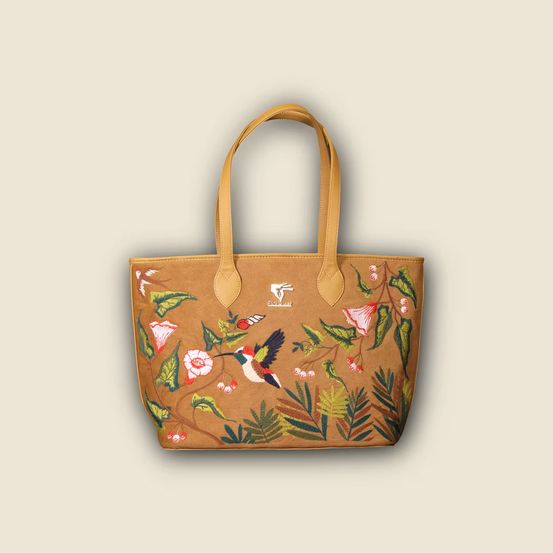 Gold Embroidery Flora Tote Bag | Travel & Daily Use