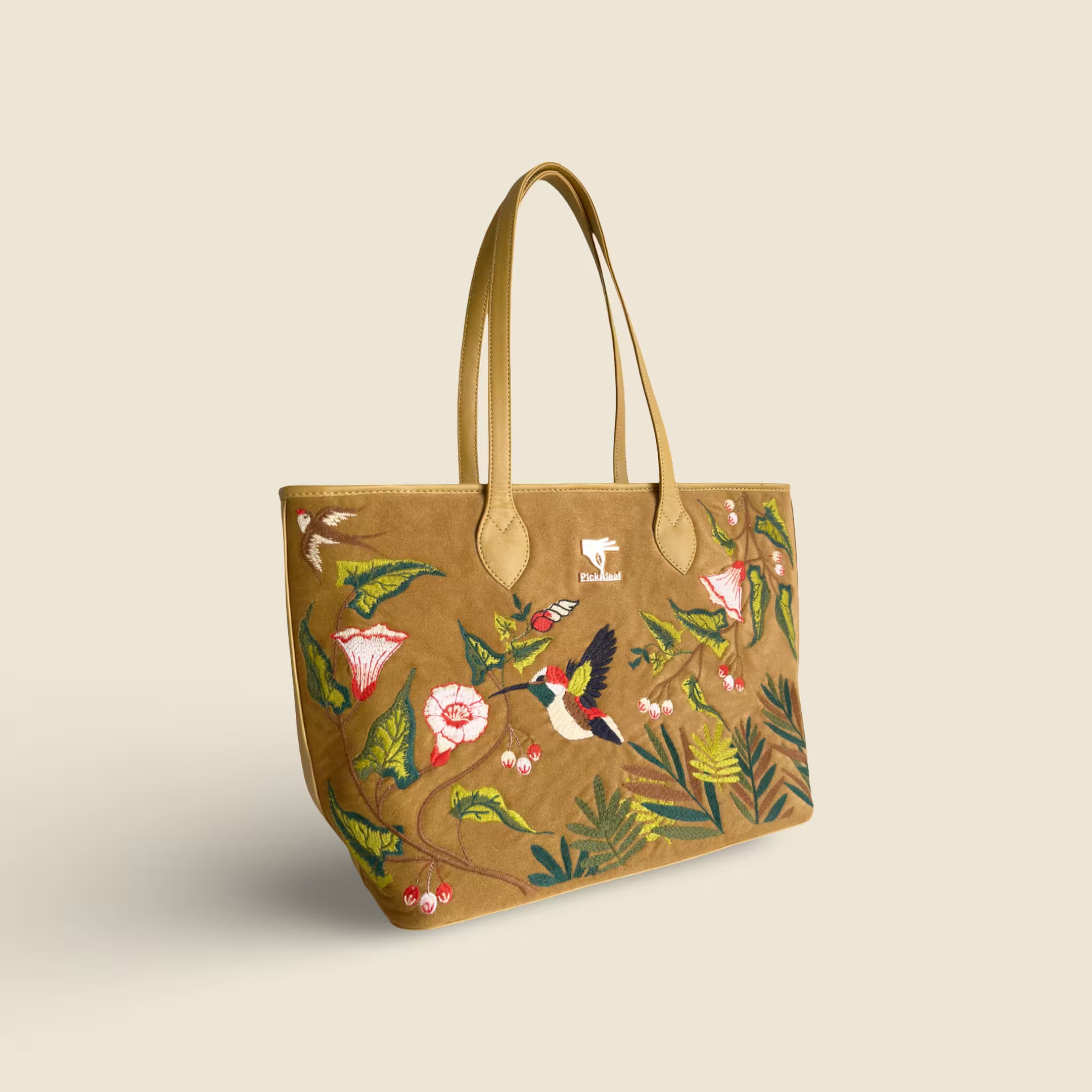 Gold Embroidery Flora Tote Bag | Travel & Daily Use
