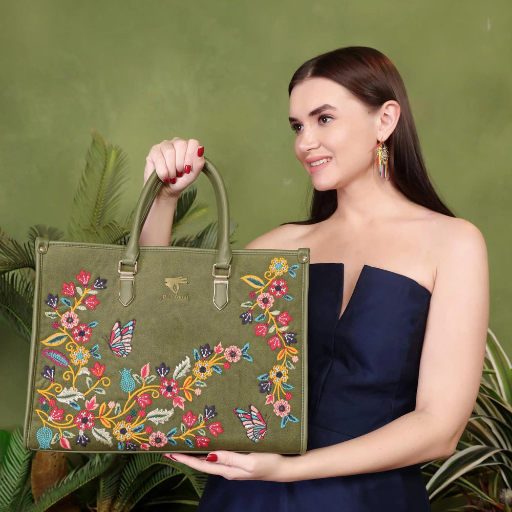 Olive Waves Work Tote Bag