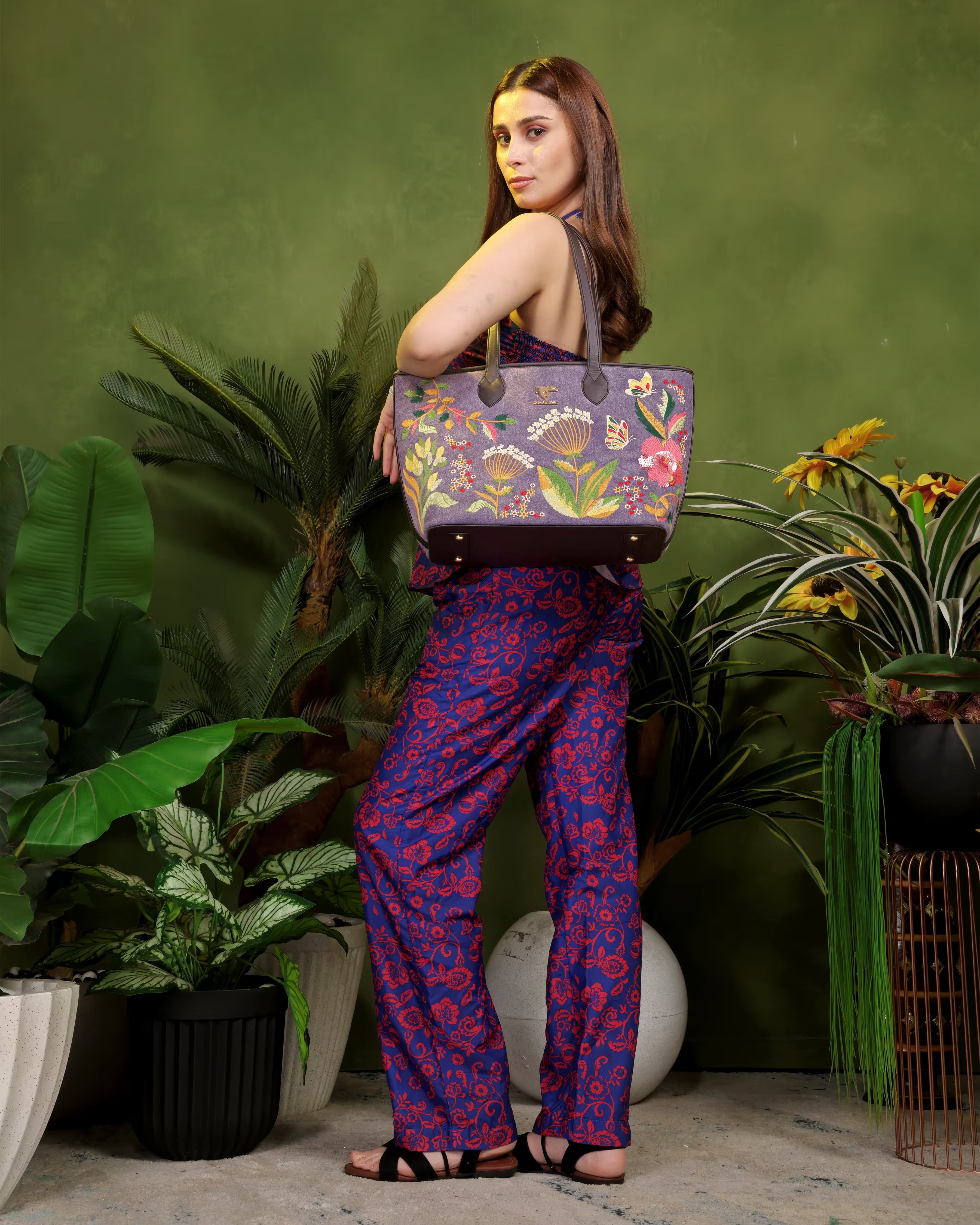 Purple Embroidery Violet Valley Tote Bag | Work & Travel