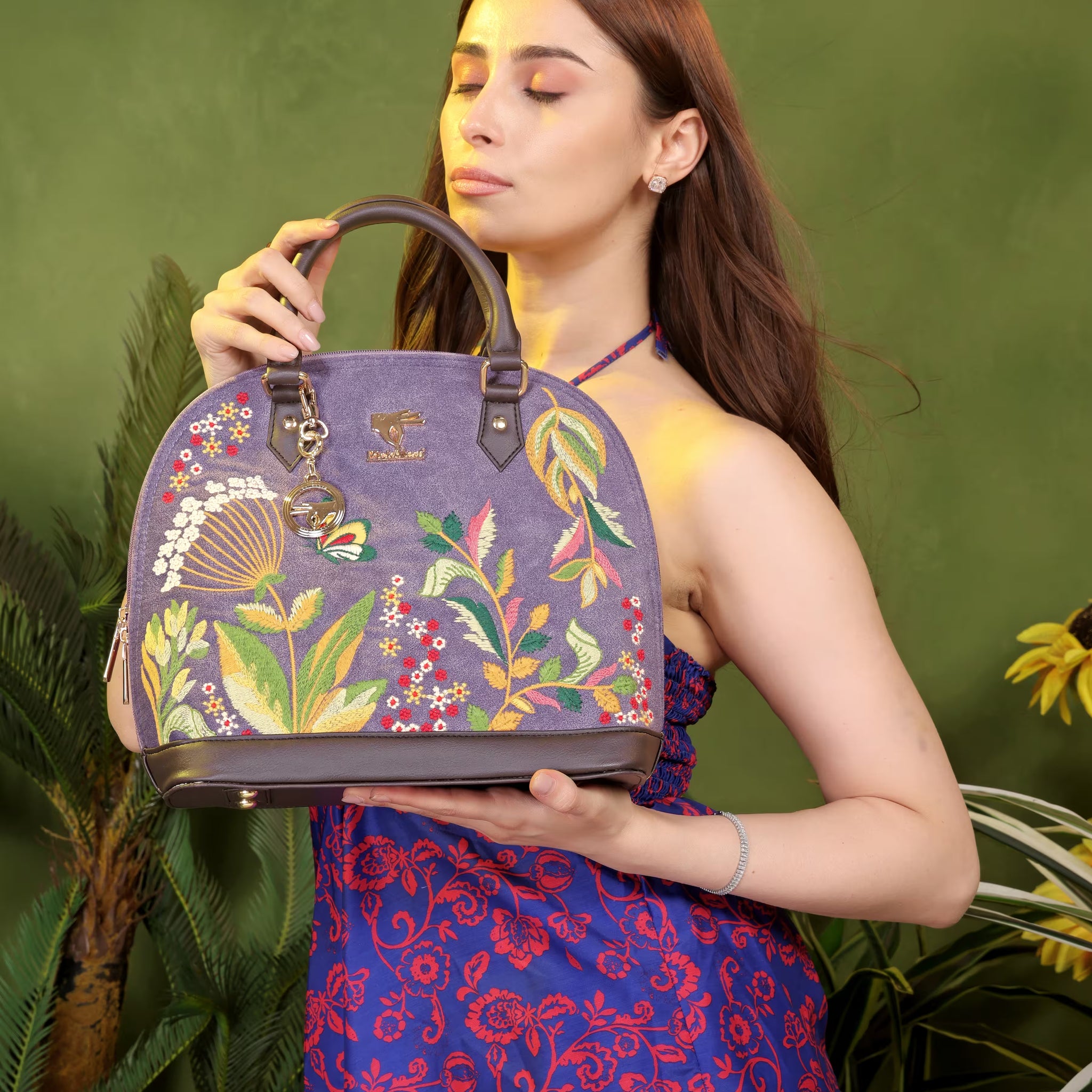 Purple Embroidery Violet Valley Handbag