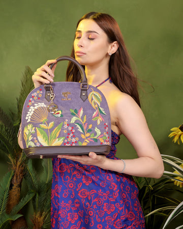 Purple Embroidery Violet Valley Handbag