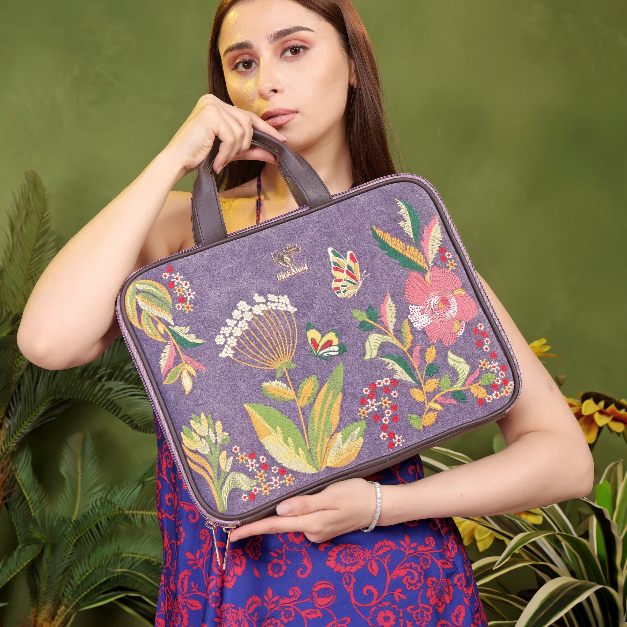 Purple Violet Valley Embroidered Laptop Sleeve