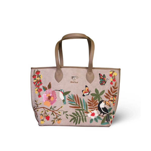 Beach Large Tote Bag For Women |  Embroidered | Beige | PickAleaf
