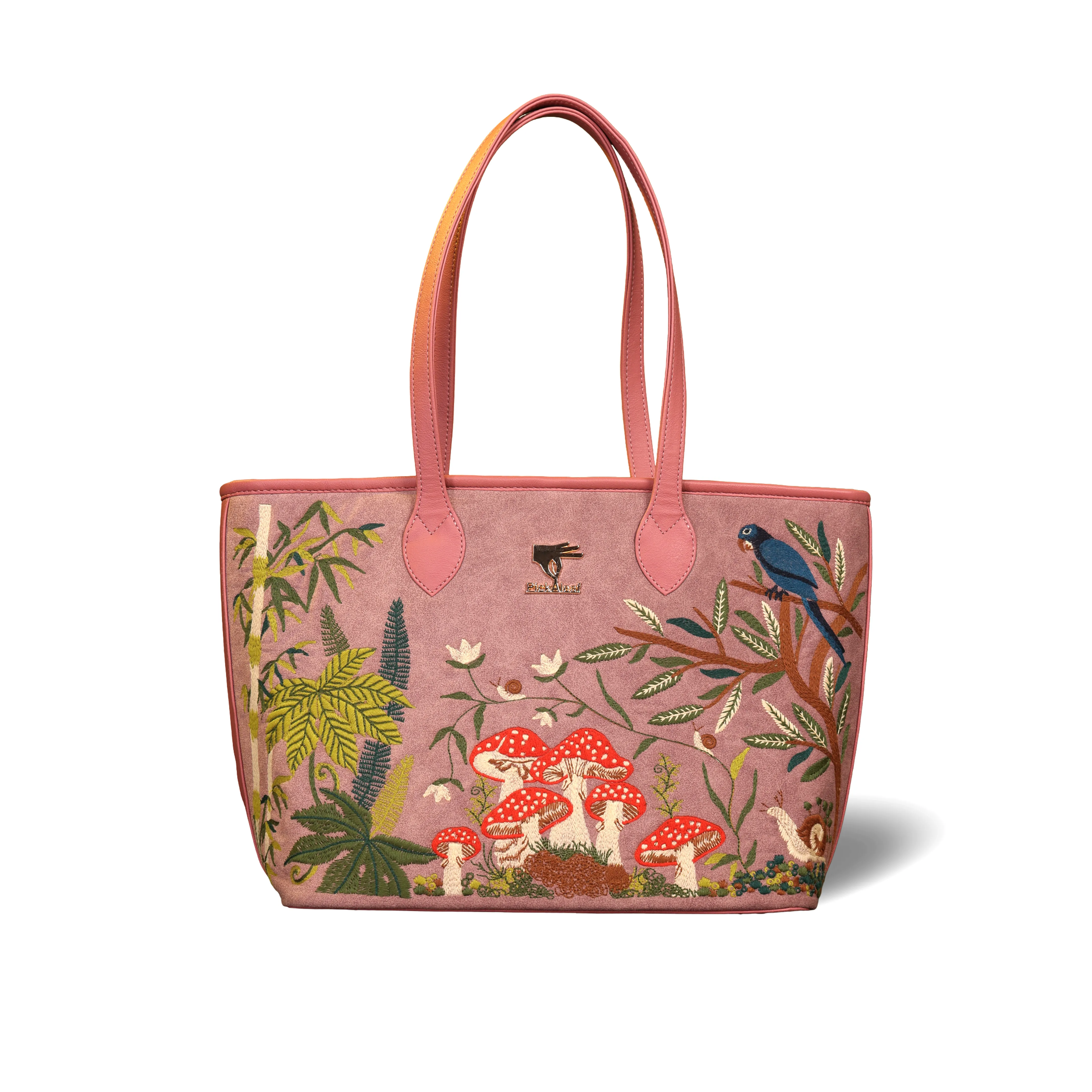 Pink floral tote bag for women in vegan leather by PickAleaf for shopping, travel and daily use
