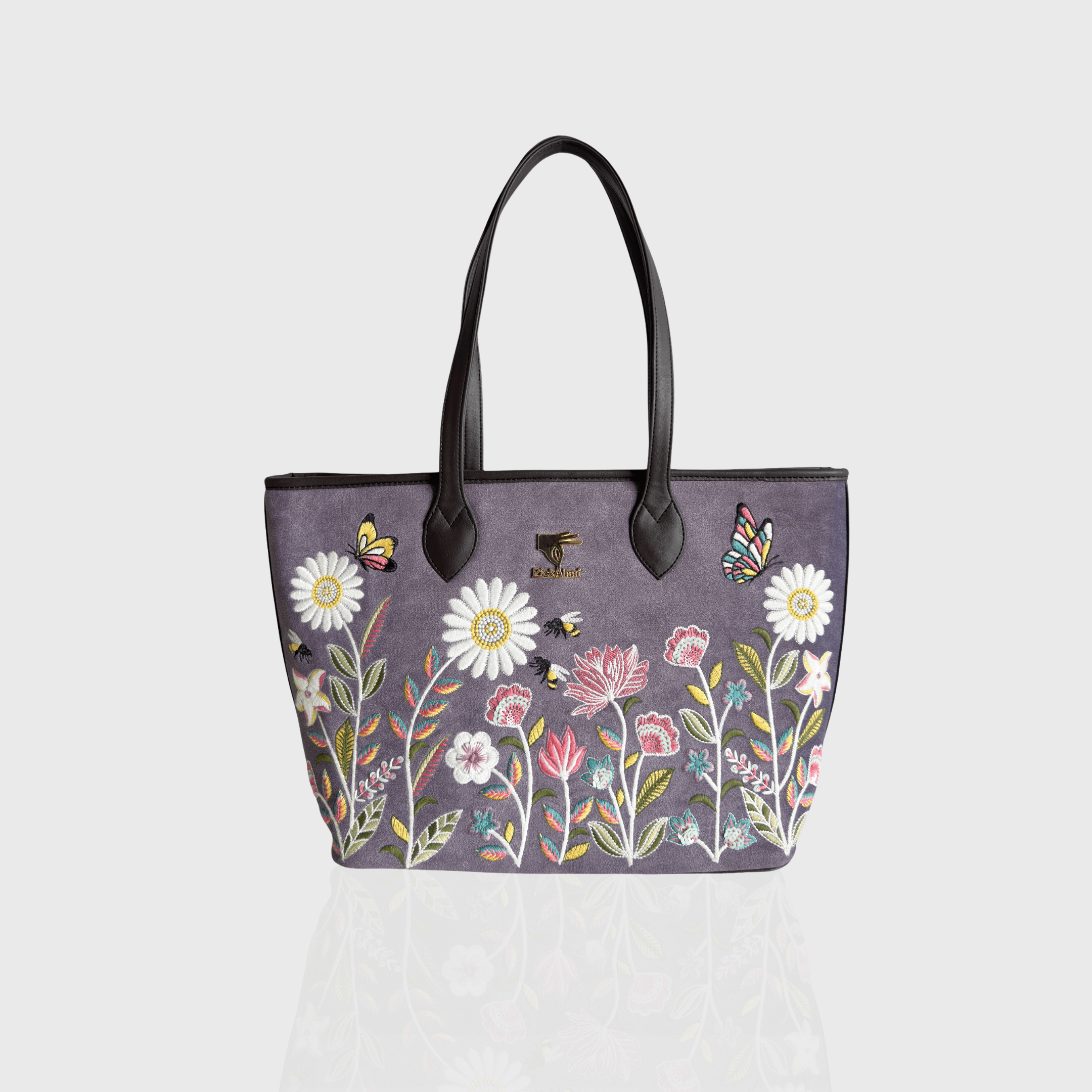 Purple floral vegan leather tote bag from Daisy Dream Collection