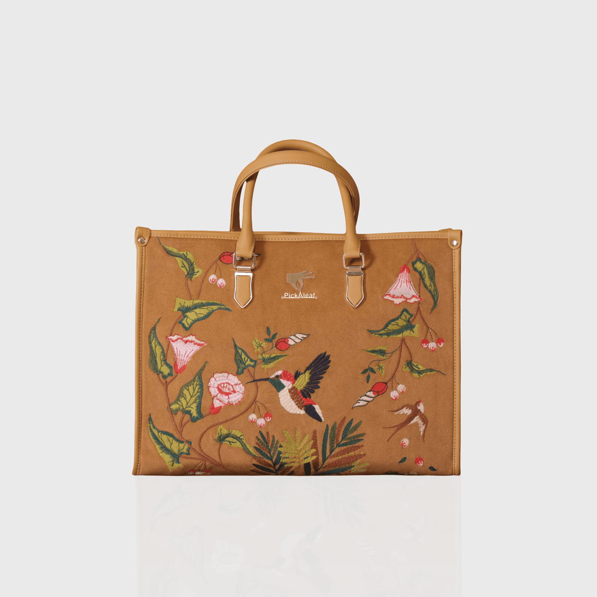 Gold Flora embroidered shoulder bag.