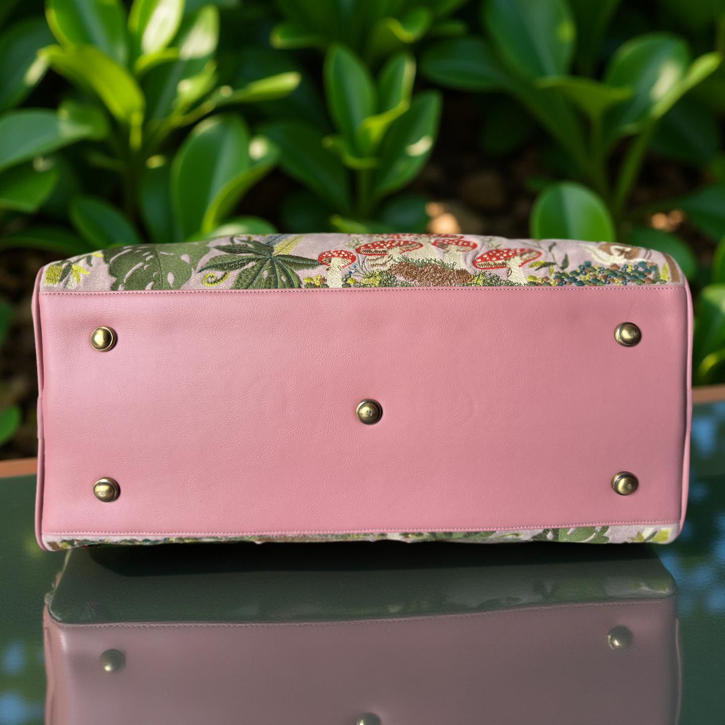 Pink Embroidery Paradise Duffel Bag