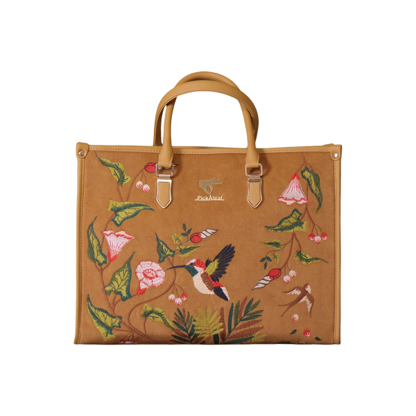 Golden Flora Structured Tote Bag