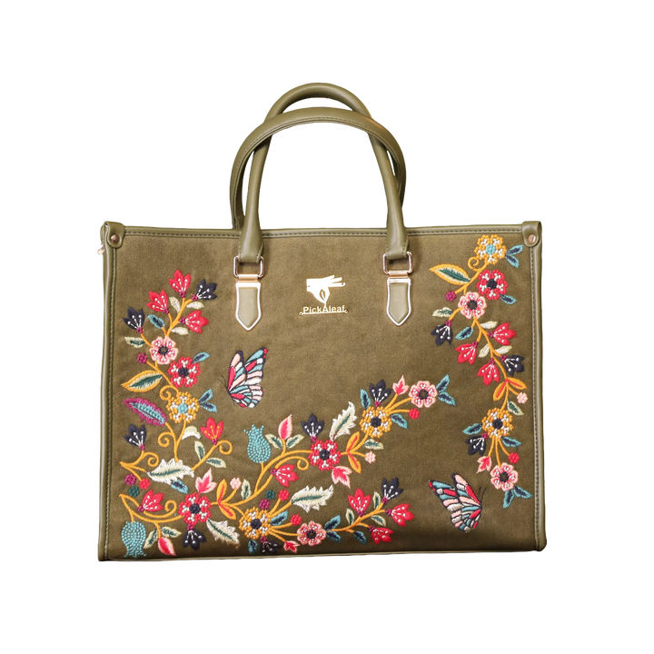 Olive Waves Work Tote Bag