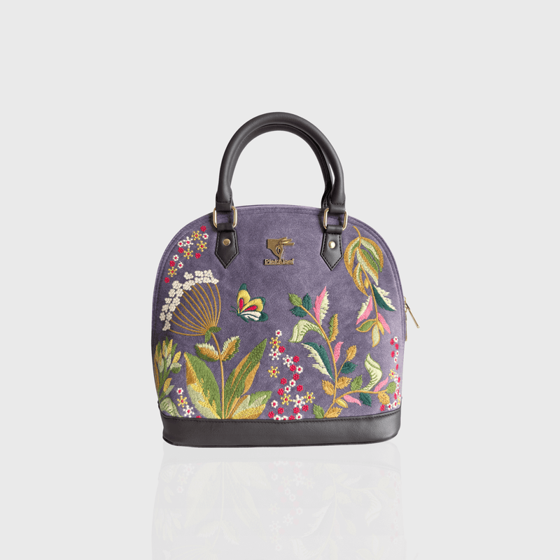 Purple Violet Valley embroidered handbag.