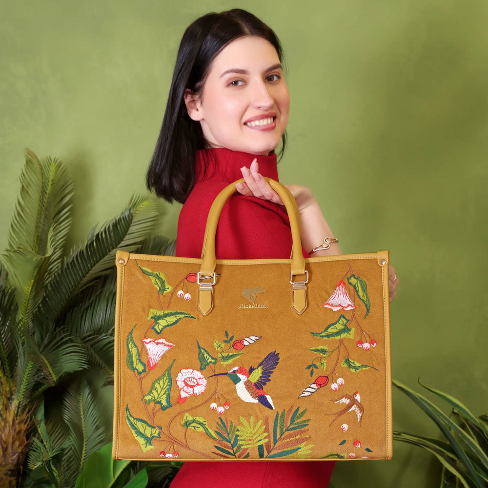 Golden Flora Work Tote Bag