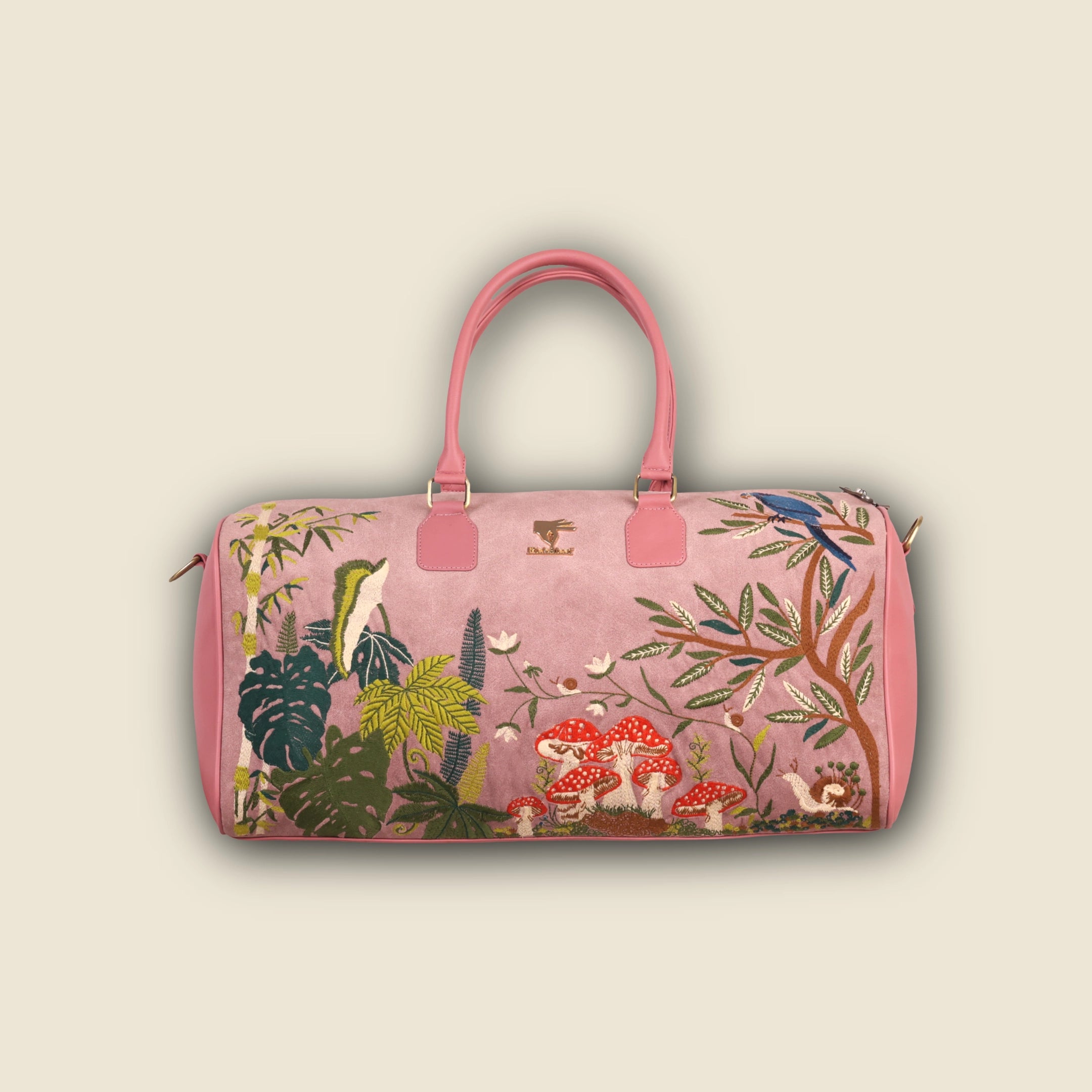 Pink Embroidery Paradise Duffel Bag
